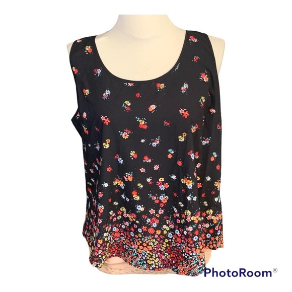 Sleeveless Tank Sz XXL 20 Black with Floral Pattern - Picture 1 of 5